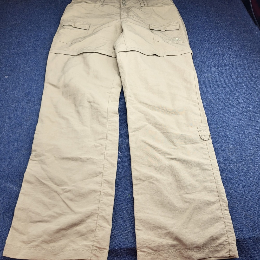 The North Face Womens 6 Khaki Tan Convertible Zip Off Hiking Cargo Pants Regular